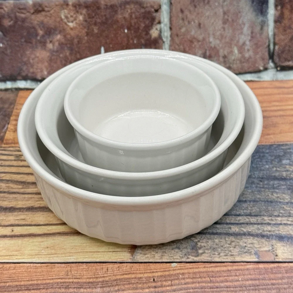 CorningWare French White Set of 3 Baking Dishes Casseroles 24oz 16oz 7oz